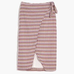 Madewell Sarong Midi Skirt in Rainbow Gingham Plaid Pencil Wrap Summer Skirt